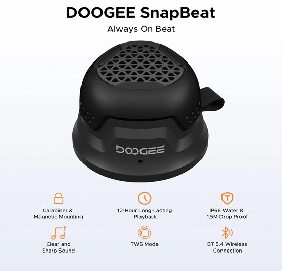 Mosh Stories Bluetooth Speaker - Waterproof – Draagbare Speaker - Met Stereo Geluid - Mini Speaker - Dubbele Verbinding - Zwart van Merkloos