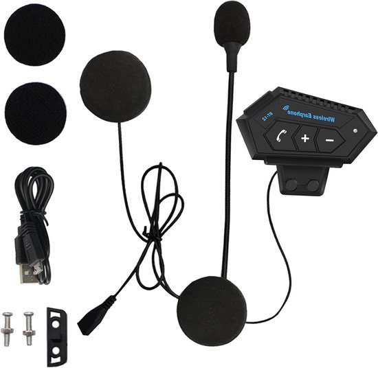 Motorfiets Bluetooth Headset - Helm Speaker Draadloos - Veilig Communiceren - Ingebouwde Microfoon - 500mAh Batterij - Zwart