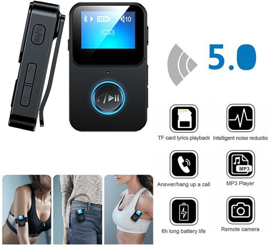 MP3-speler 32 GB HiFi Lossless Geluidskwaliteit Bluetooth Clip-on Muziekrecorder Draagbaar van AGPTEK