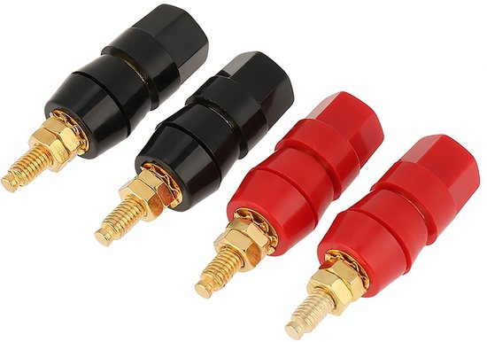 MTTProducts - Speaker Binding Post - Banana Plug Adapter - Eenvoudig te installeren - Zwart Rood - Maximale signaaloverdracht - Geschikt voor versterke...