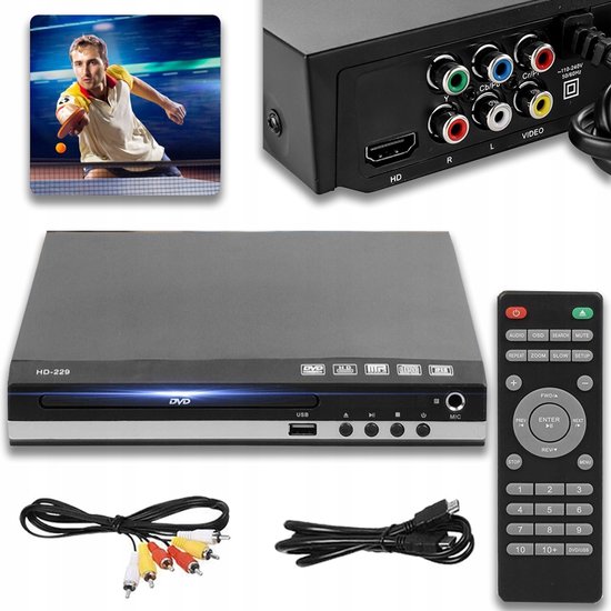 Multiformaat DVD-speler Met HDMI En USB - Karaoke-aansluitingen, Resume-functie, Kopiëren Naar USB, Afstandsbediening - Compact Voor Thuis En Studentenkamer van JIMUYU