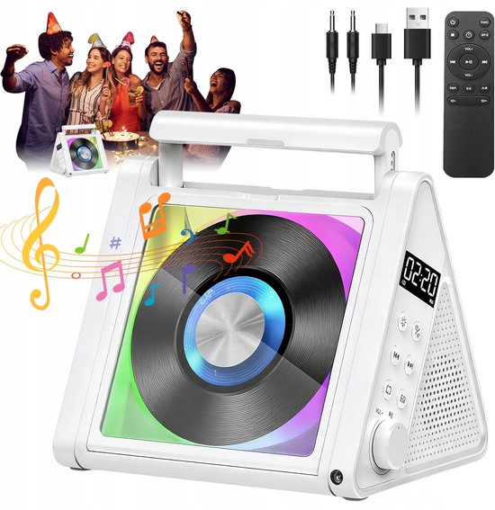 Multifunctionele CD Speler - Desktop Muziekspeler - Bluetooth 5.3 & FM Radio - Dubbele HiFi Luidsprekers - 5 EQ Effecten - 4000 mAh Oplaadbaar - USB/AUX - Draagbare CD Speler - Voor Slaapkamer & Kantoor & Buiten