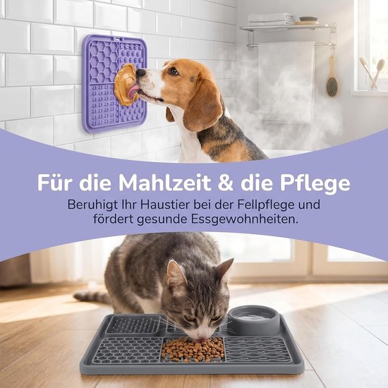 Multifunctionele Hond en Kat Lick Mat Set - 3 Stuks, Anti-Anxiety Voedingsmat met 10 Texturen, BPA-vrij en Inclusief Spatel
