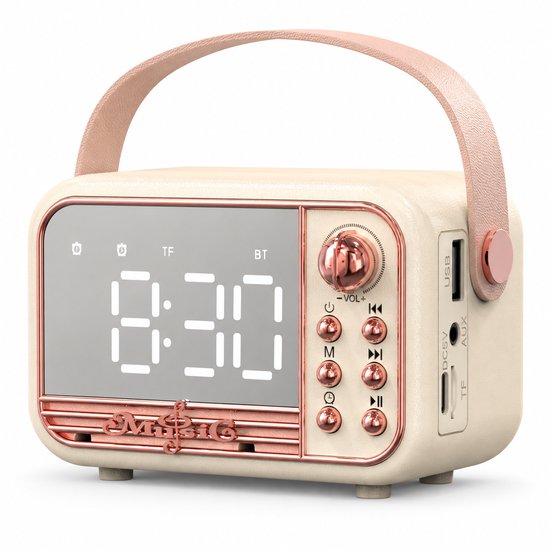 Multifunctionele klok - Draagbare luidspreker - Bluetooth - FM radio - 5 in 1 - Digitale wekker - Temperatuurweergave - Oplaadbaar - Geel
