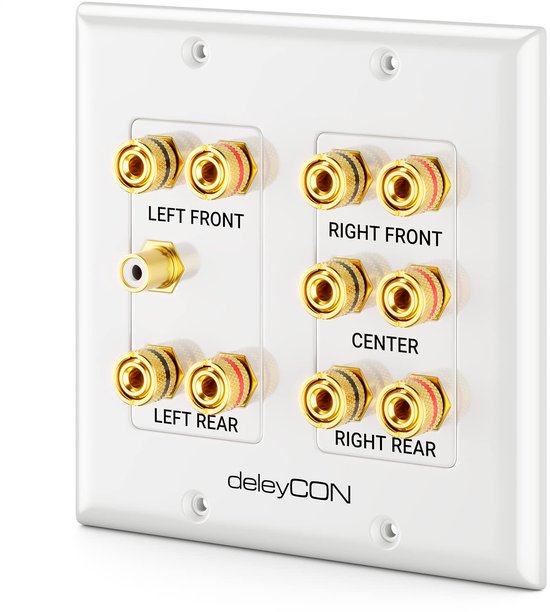 Multimedia Luidspreker Boxen Wandcontactdoos Aansluitdoos Wandplaat met Banaanstekkerbussen voor 5.1 Surround Sound Systeem en Subwoofer Home Cinema