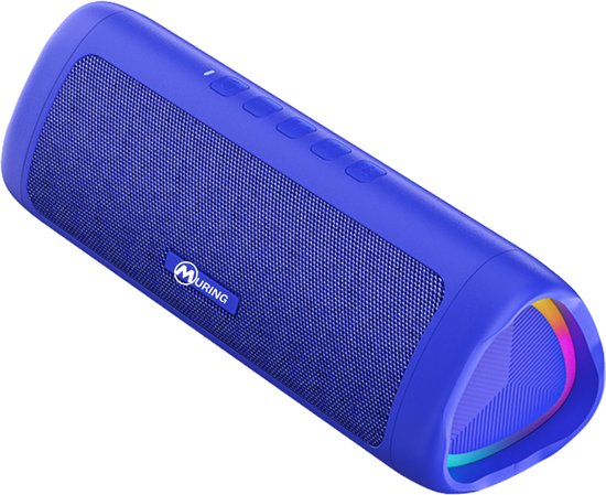 Muring Bluetooth Speaker - Muziek Box - Draadloze Speaker - Tot 20 uur Afspeeltijd - TWS Pairing - Bluetooth 5.3 - IPX5 Waterbestendig - Lichteffecten - AUX - Draagbaar - Blauw van Merkloos