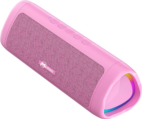 Muring Bluetooth Speaker - Muziek Box - Draadloze Speaker - Tot 20 uur Afspeeltijd - TWS Pairing - Bluetooth 5.3 - IPX5 Waterbestendig - Lichteffecten - AUX - Draagbaar - Roze van Merkloos