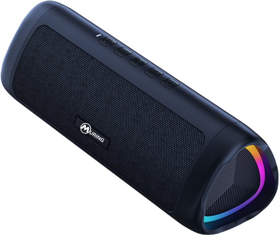 Muring Bluetooth Speaker - Muziek Box - Draadloze Speaker - Tot 20 uur Afspeeltijd - TWS Pairing - Bluetooth 5.3 - IPX5 Waterbestendig - Lichteffecten - AUX - Draagbaar - Zwart van Merkloos