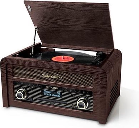 Muse MTB-1150DAB - Vintage muziekcenter met DAB+/FM-radio, CD- en platenspeler en bluetooth van Muse
