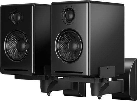 Muurbeugel voor Dubbele Clipboard Luidsprekers tot 25kg per stuk, Geschikt voor Grote Surround Speakers, Zwart