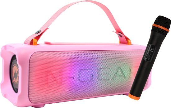 N-Gear Blazooka 703P - Bluetooth Speaker - Karaoke Set - Party Box met Microfoon - Roze