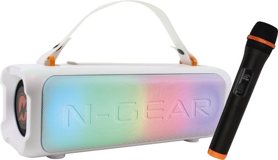 N-Gear Blazooka 703W - Bluetooth Speaker - Karaoke Set - Partybox met Microfoon - Wit