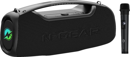 N-GEAR NRG500 - Bluetooth Speaker - Partybox met Verlichting & Microfoon - IPX5 Waterdicht - Zwart van N-GEAR