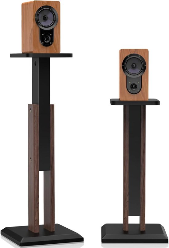 NBAP® Luidspreker Standaard - Speaker Vloerstandaard - Extra Stevig - Zwart en Walnoot van Merkloos