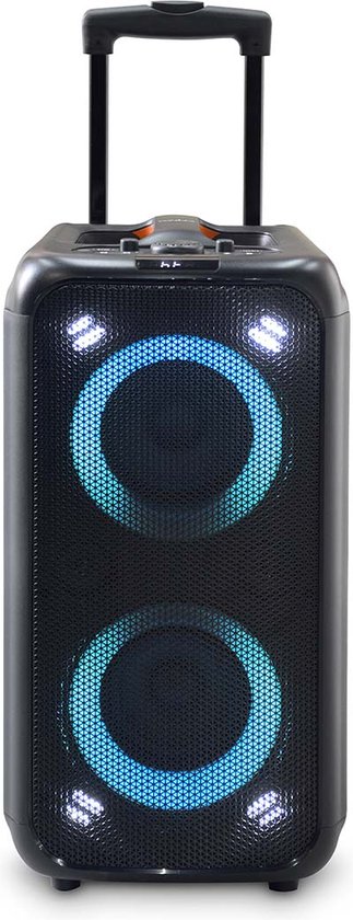 Nedis Bluetooth Party Speaker - Maximale batterijduur: 5 uur - 240 W - Handgreep - Feestverlichting - Equalizer - Oranje / Zwart van Nedis