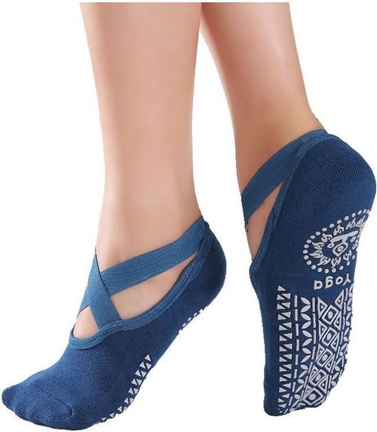 New Age Devi Yoga Anti-slip Sokken Blauw - Dames - Ballet - Dans - Gym - Fitness - Pilates - Katoen van New Age Devi