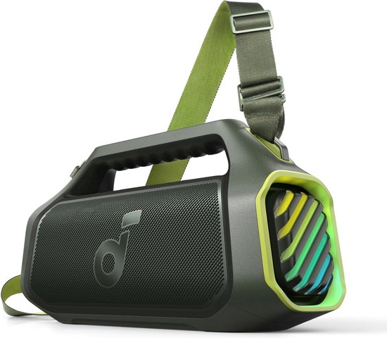 NEW soundcore Anker Boom 2 Plus Buitenluidspreker, bluetooth, 140 W, 2+2 kanalen, BassUp 2.0, 20 uur, snel opladen, IPX7-waterdicht, RGB-verlichting, USB-C, powerbank, voor kamperen, strand, tuin- Groen van Anker