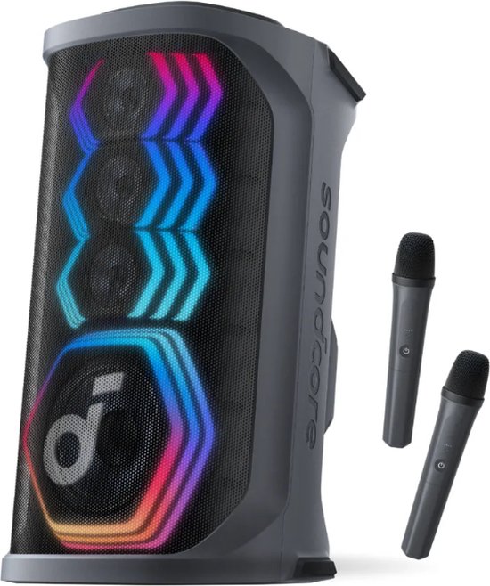NEW Soundcore Rave 3 | AI Vocale Verwijdering Disclaimer - One Touch Karaoke Partybox Speaker - Next Level Feestgeluid met met Guitar / Wired Microphone Connection - Zwart van Anker