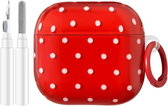 Newseego voor AirPods 4 Clear Case met Reinigingsset, Leuke Polka Dot Esthetics Patroon Case met Sleutelhanger Ring voor Meisjes Vrouwen Zachte TPU Beschermende Shockproof Cover voor Airpods 4e