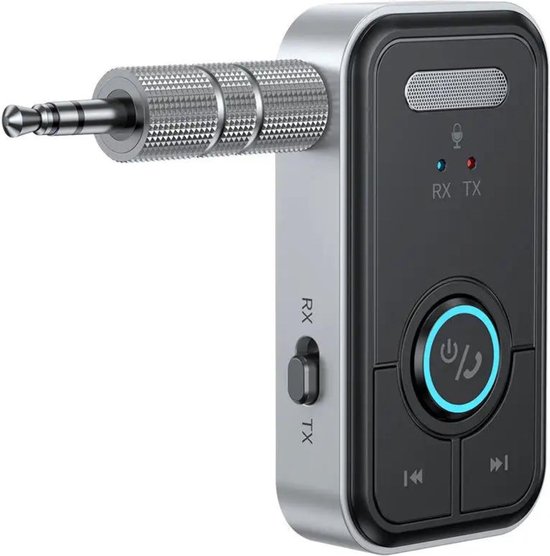 Nextora - 2 in 1 Bluetooth Receiver en Transmitter - Bluetooth Ontvanger - Bluetooth Audio Receiver - Bluetooth 5.3 - Handsfree Bellen - Zwart/grijs van Nextora