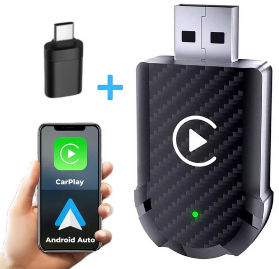 Nextora - 2 in 1 Carplay Dongle - Android Auto Dongle - Carplay Dongle Apple - Carplay Draadloos - Zwart van Nextora