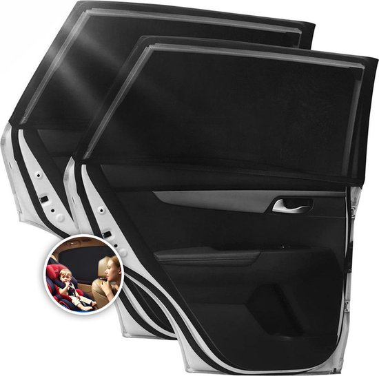 Nince Zonnescherm Auto Zijraam - Overtrek - Set van 2 Extra Donker van Nince