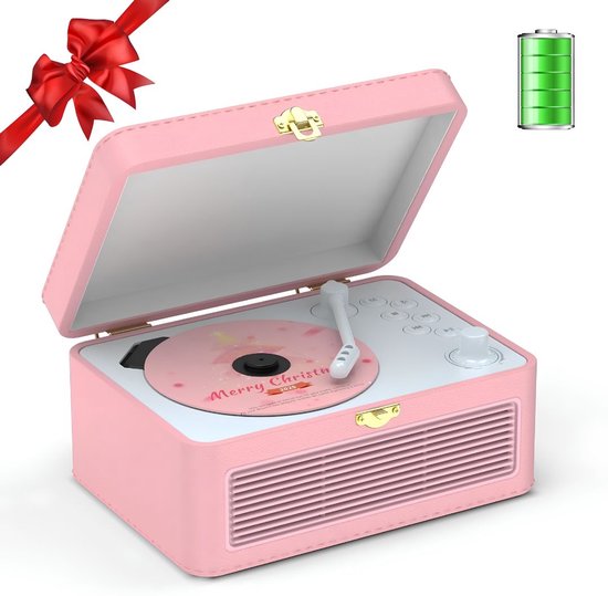 NIVA® CD Speler Draagbare - CD Speler - Draagbare Bluetooth CD Speler - Roze - 25cm x 19cm x 15cm