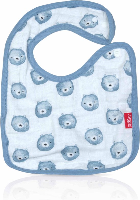 Nûby - Katoenen slabbetje met schoudersluiting - Blauw - 0m+ van Nûby