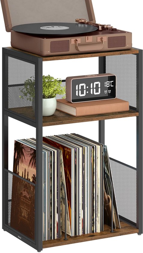 Ohana DT - Platenkast - Platenspeler Meubel - LP Opbergsysteem - 100 Platen - Eenvoudige Montage - Multifunctioneel - 3 Niveaus