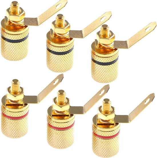Oiyagai 6pcs Speaker Terminal Binding Post Banana Plug Socket Connector for In-Wall Enclosure