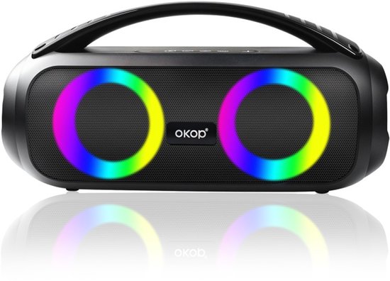 OKOP Bluetooth speaker - Bass boost - Draadloze muziek box - Draagbaar - Verlichting - RGB LED- camping-vakantie