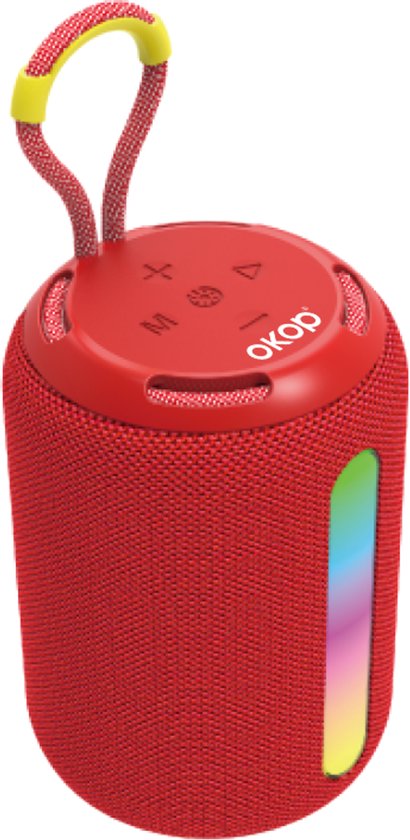 OKOP Bluetooth speaker - Draadloze muziek box - Draagbaar - Compact - Verlichting - Noise Cancelling - Verschillende kleuren - RGB LED - Rood van OKOP