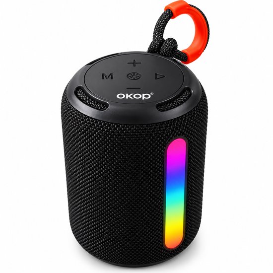 OKOP Bluetooth speaker - Draadloze muziek box - Draagbaar - Compact - Verlichting - Noise Cancelling - Verschillende kleuren - RGB LED - Zwart