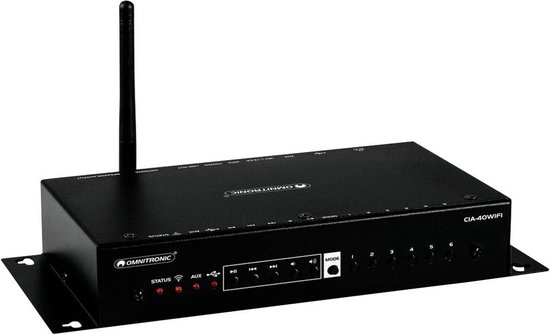 Omnitronic CIA-40WIFI 2.0 Stereoversterker 2x25 W Zwart AirPlay, DLNA, Internetradio, USB, WiFi van OM