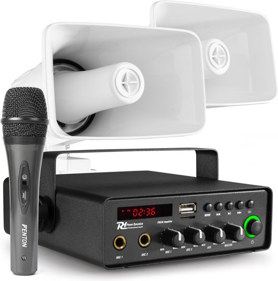 Omroepinstallatie auto - Power Dynamics - met 2 speakers en Bluetooth - 30W - 12V van OM