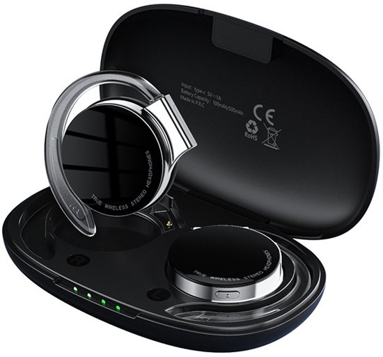 On Ear Bluetooth hoofdtelefoon 5.4, open ear draadloos met ruisonderdrukking, waterdruppelvormige clip-on sport-headset met 4 microfoons, Comfort Fit oorhaak, oortelefoon, zwart