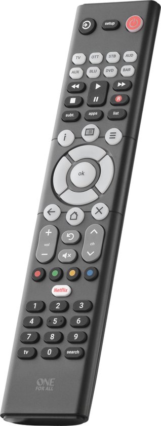 One For All Essence Basic 8 afstandsbediening IR Draadloos Audio, DVD/Blu-ray, Game console, Soundbar-luidspreker, TV Drukknopen van One For All