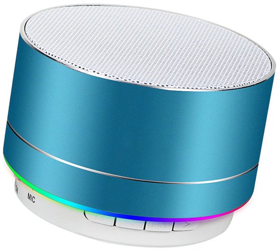 Oneay Mini draadloze speaker, draagbare Bluetooth-speaker met HD-geluid, 4 uur speeltijd, ingebouwde microfoon, TF-kaartsleuf, FM-radio en ledverlichting voor thuis en op reis - Blauw van Merkloos