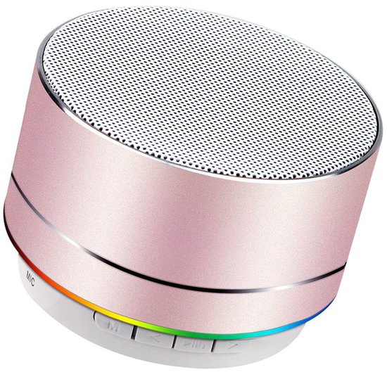 Oneay Mini draadloze speaker, draagbare Bluetooth-speaker met HD-geluid, 4 uur speeltijd, ingebouwde microfoon, TF-kaartsleuf, FM-radio en ledverlichting voor thuis en op reis - Roze