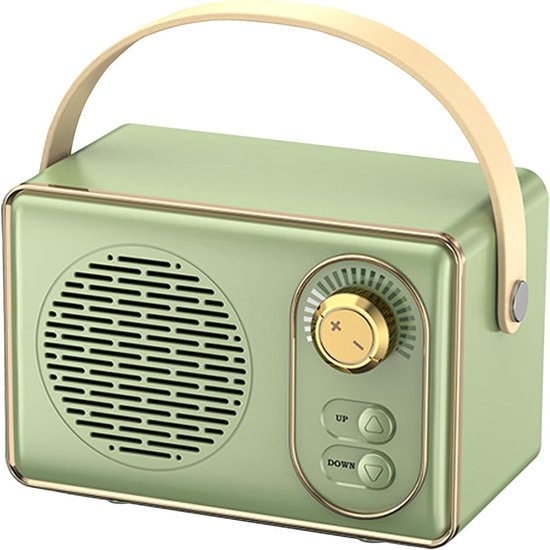 Oneay Retro Bluetooth-speaker – Vintage draagbare draadloze speaker met Bluetooth 5.0, ondersteuning voor TF-kaart, USB-stick en AUX-ingang – Groen