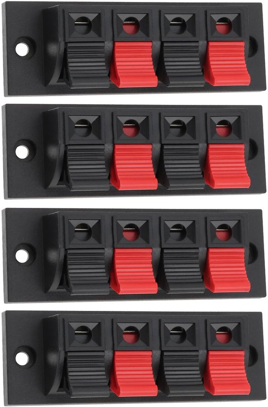 ONF3 - Speaker Terminal - Push Release - Zwart en Rood - 4 Positie - Geschikt voor Luidspreker Kabel Aansluiting - 68mmx23mm van Merkloos