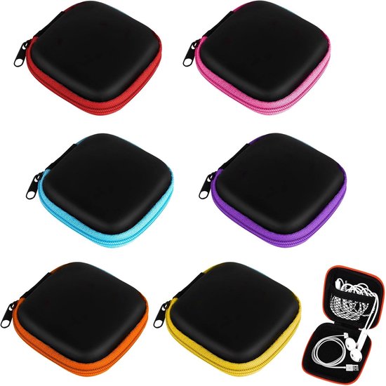 Oordopjes Case, Vierkante Oortelefoon Travel Organizer - Mini Hoofdtelefoon Case voor Oortelefoons, USB-kabel, Oplader (Multicolor)