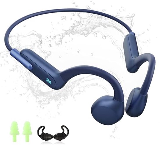 Oordopjes met Botgeleiding - Waterdichte MP3 Speler - Zwemmen Muziek Luisteren - IPX8 Waterdicht 32GB - Open Oor Design - Blauw