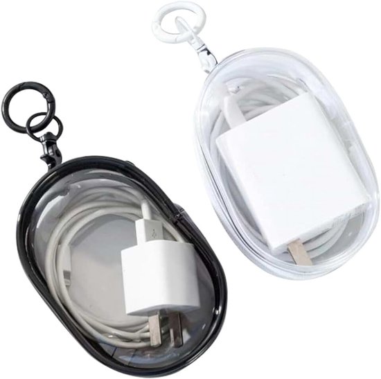 Opbergdoos voor kabels, Travel Essentials, 2 stuks transparante tas voor hoofdtelefoon, voor het organiseren van datakabels, opladers, oordopjes