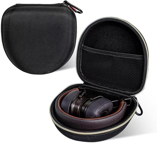 Opbergtas voor Bluetooth-hoofdtelefoon, compatibel met Marshall Major V/IV/III/II/5/4/3/2 (zwart + goud)