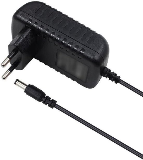 Oplader 12 Volt - Stroomadapter Netvoeding - Draagbare Speler - Specifieke Connector - 2 Ampère - Zwart