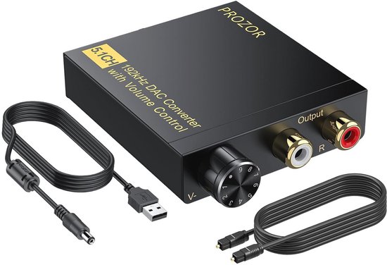 Optische naar RCA Converter - 5.1CH Dolby-AC3 Met Volumeregeling - DAC Decoder voor HDTV Blu-ray en PS4