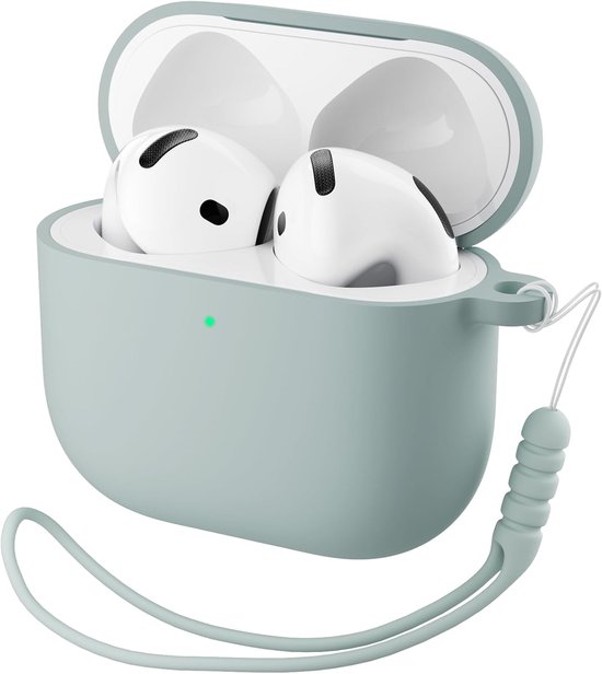 ORNARTO voor AirPods 4 hoes, vloeibare siliconen met lanyard | Mintgroen, voor AirPods 4e generatie, schokbestendige beschermhoes, Soft Skin Front LED zichtbaar