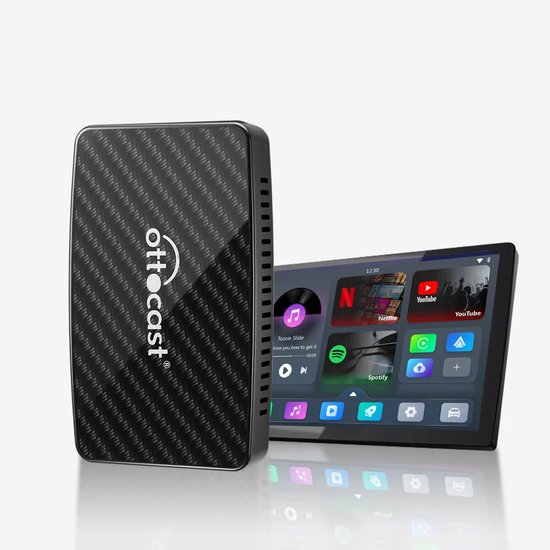 Ottocast Play2Video Pro Draadloze CarPlay & Android Auto Adapter - All-in-One Multimedia - USB A/C - Android 12 - Netflix/YouTube van Merkloos