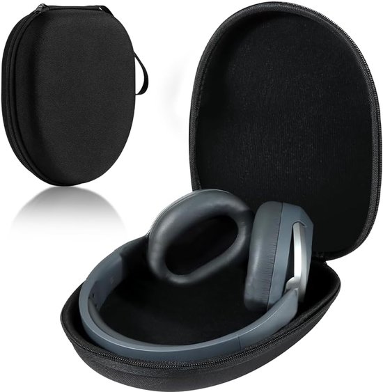 over het oor, universele beschermhoes voor oordopjes, reistas, draagbare hoofdtelefoontas voor oor/over-ear headset, 21 x 18 x 6 cm, zwart